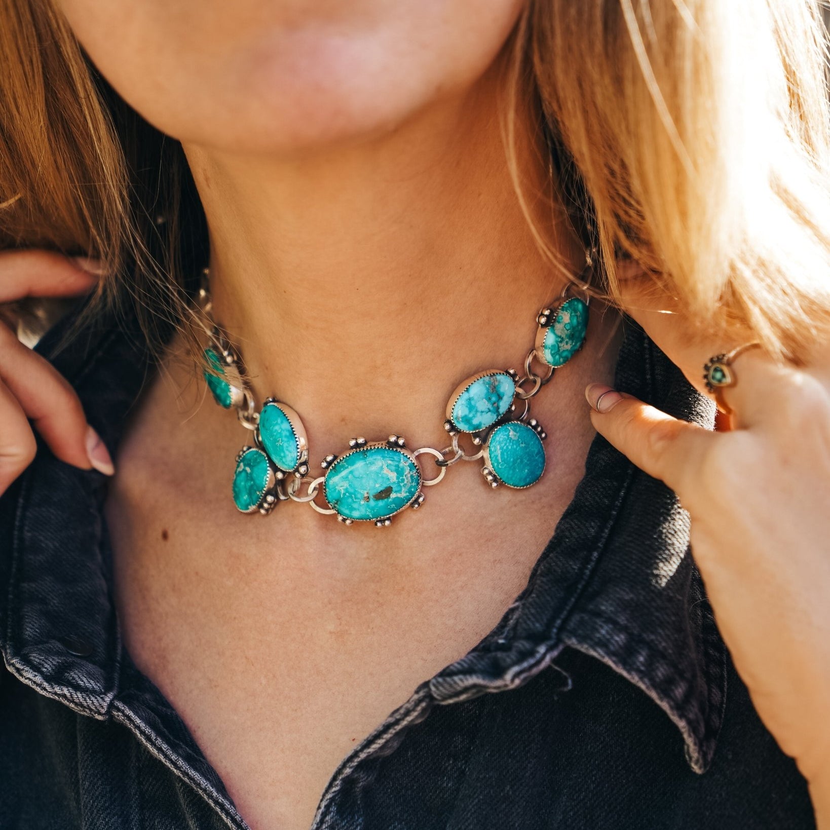 Statement Choker in Whitewater Turquoise - Golden Road Crafted