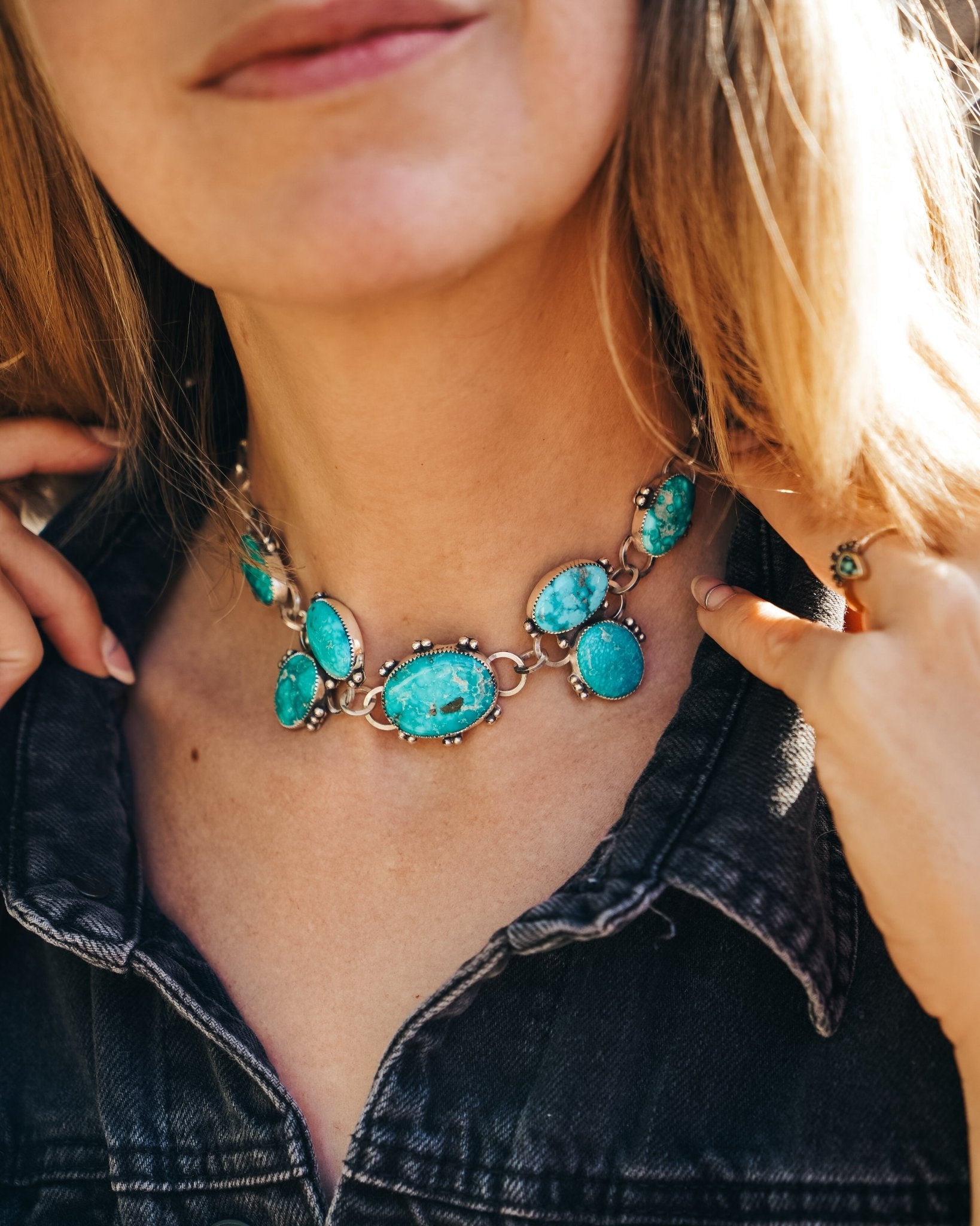 Statement Choker in Whitewater Turquoise - Golden Road Crafted