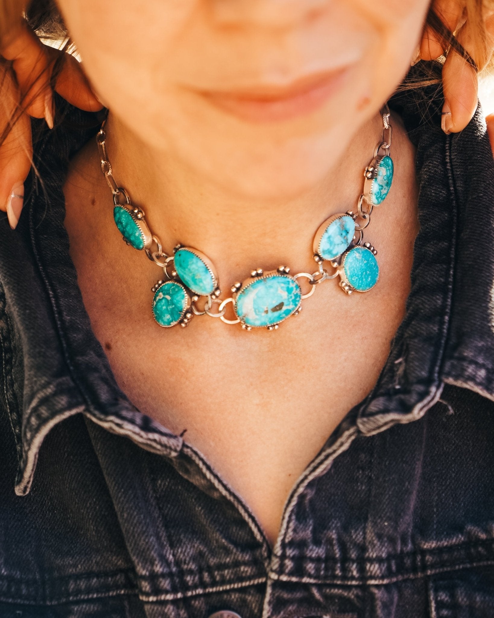 Statement Choker in Whitewater Turquoise - Golden Road Crafted