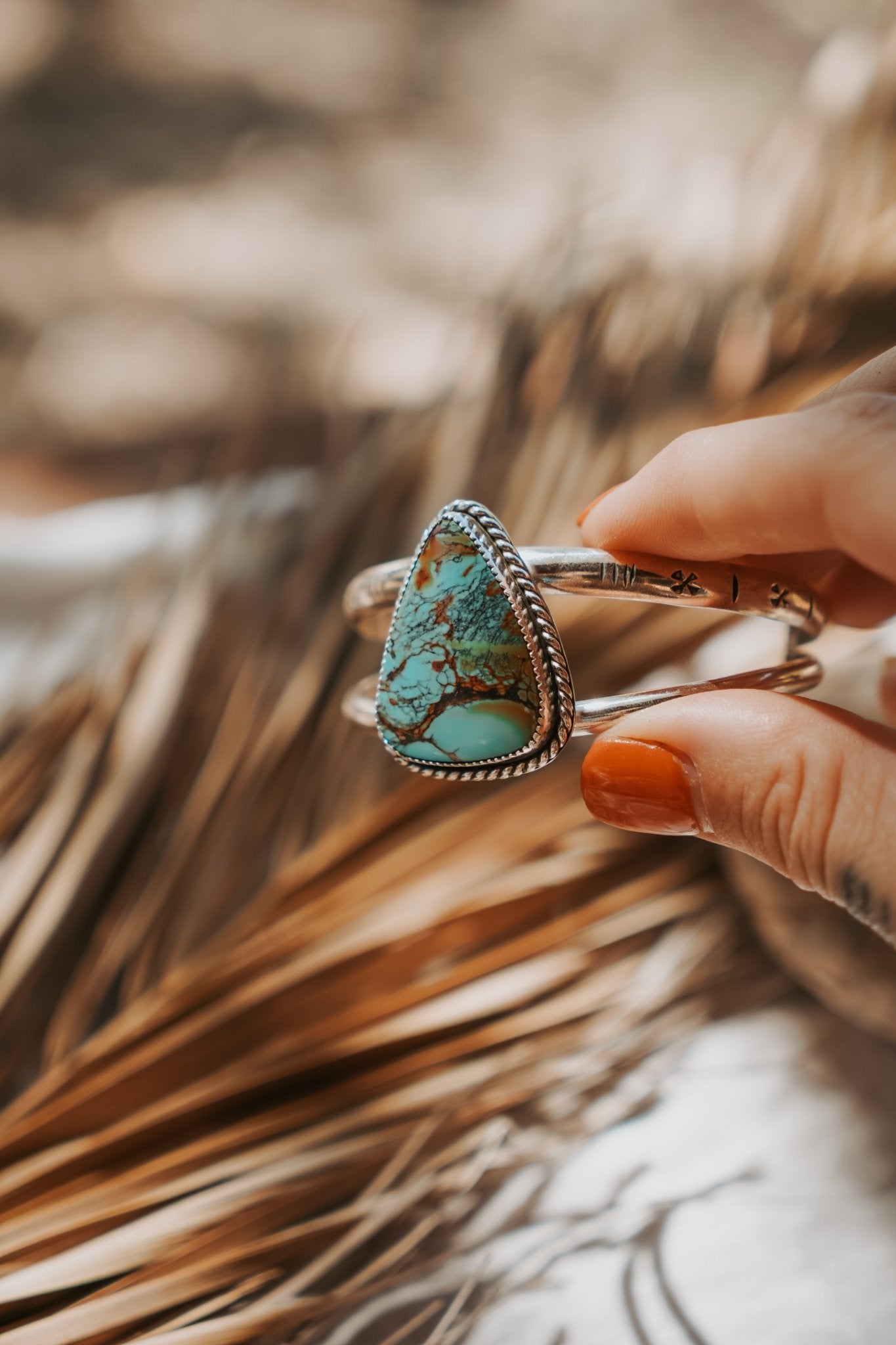 Statement Cuff in Blackjack Turquoise - Golden Road Crafted