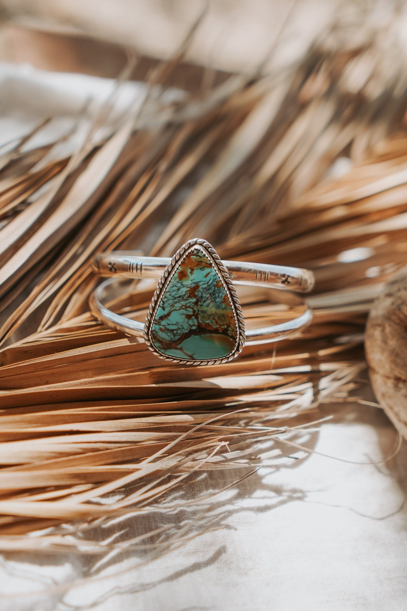Statement Cuff in Blackjack Turquoise - Golden Road Crafted