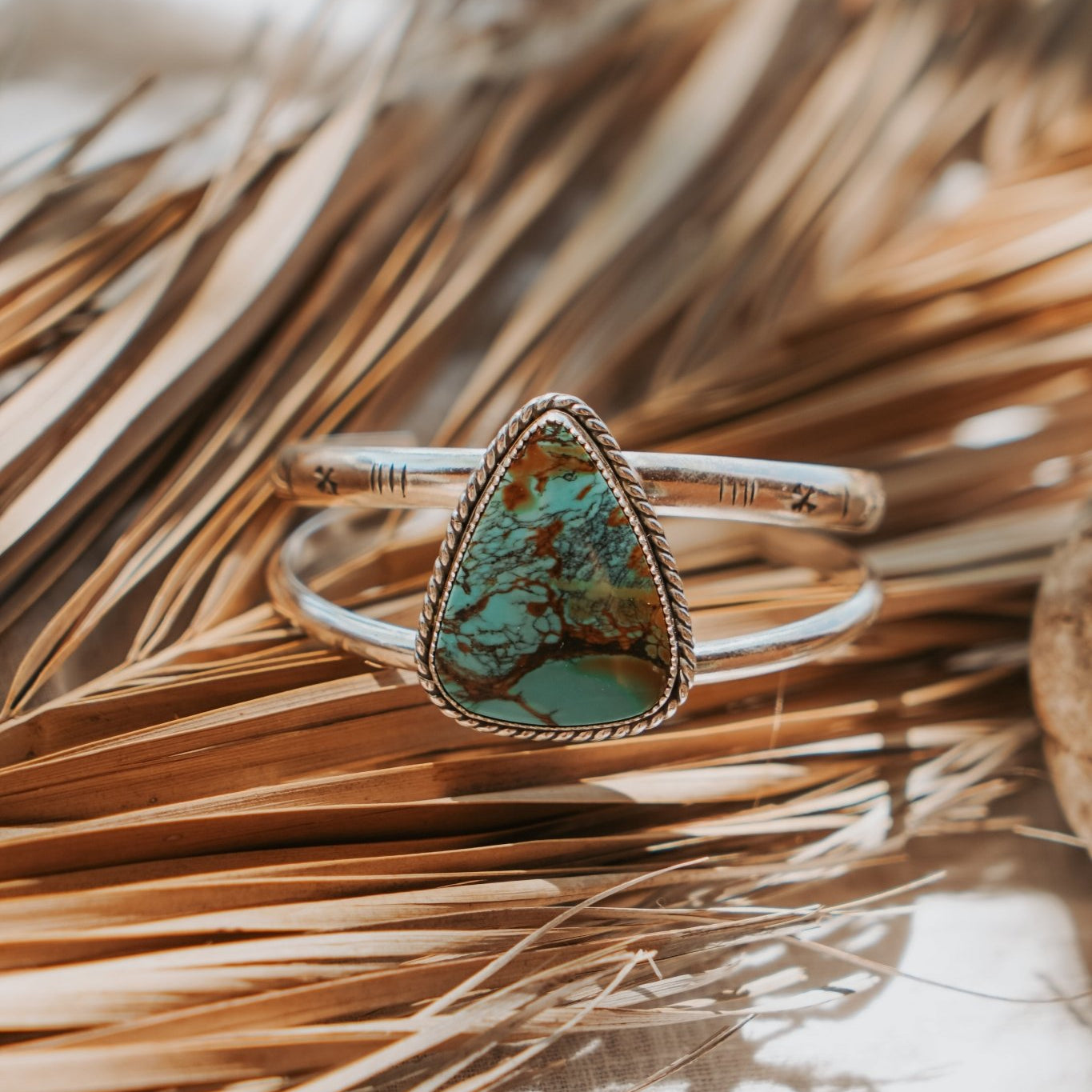 Statement Cuff in Blackjack Turquoise - Golden Road Crafted