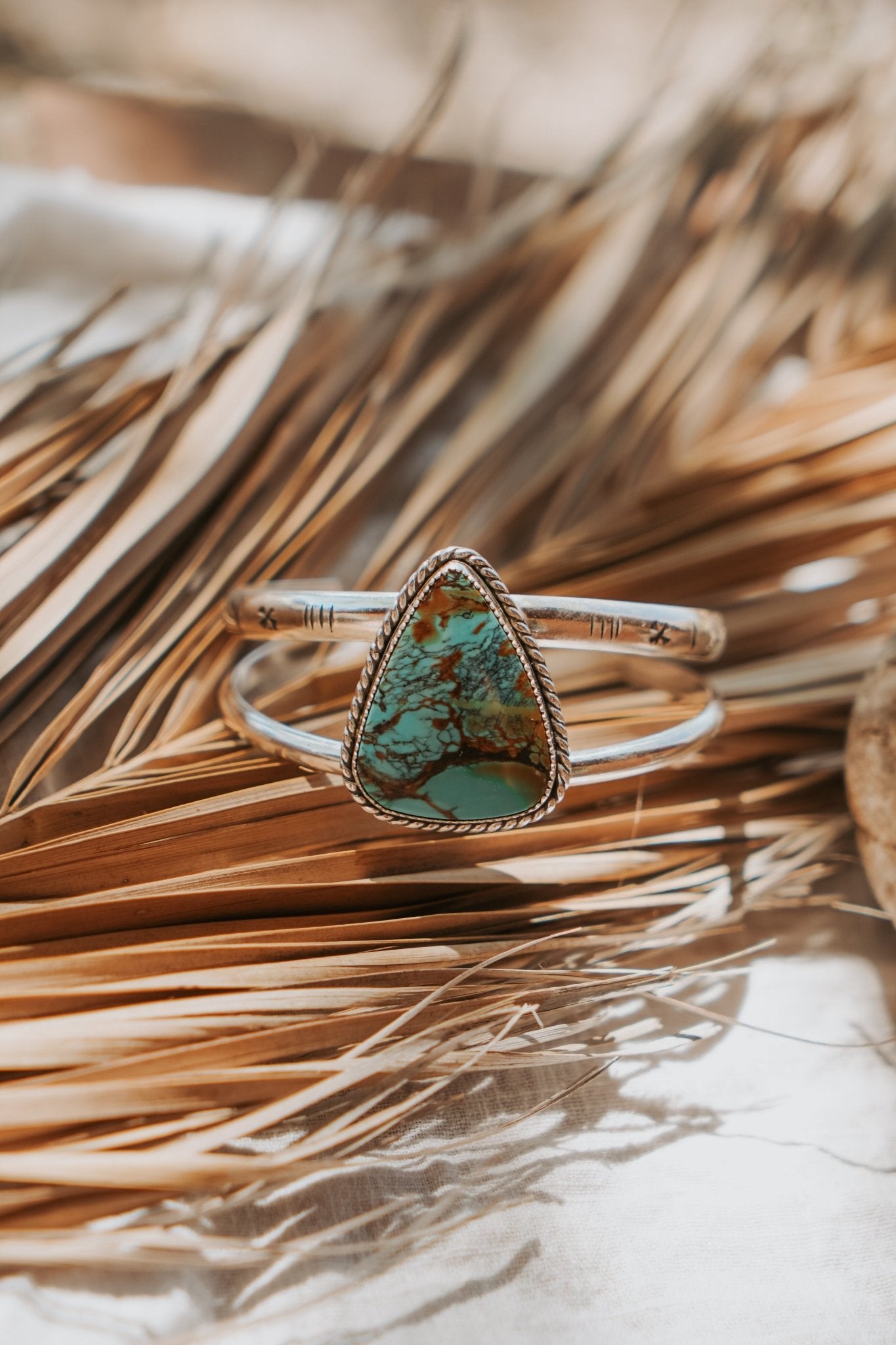Statement Cuff in Blackjack Turquoise - Golden Road Crafted