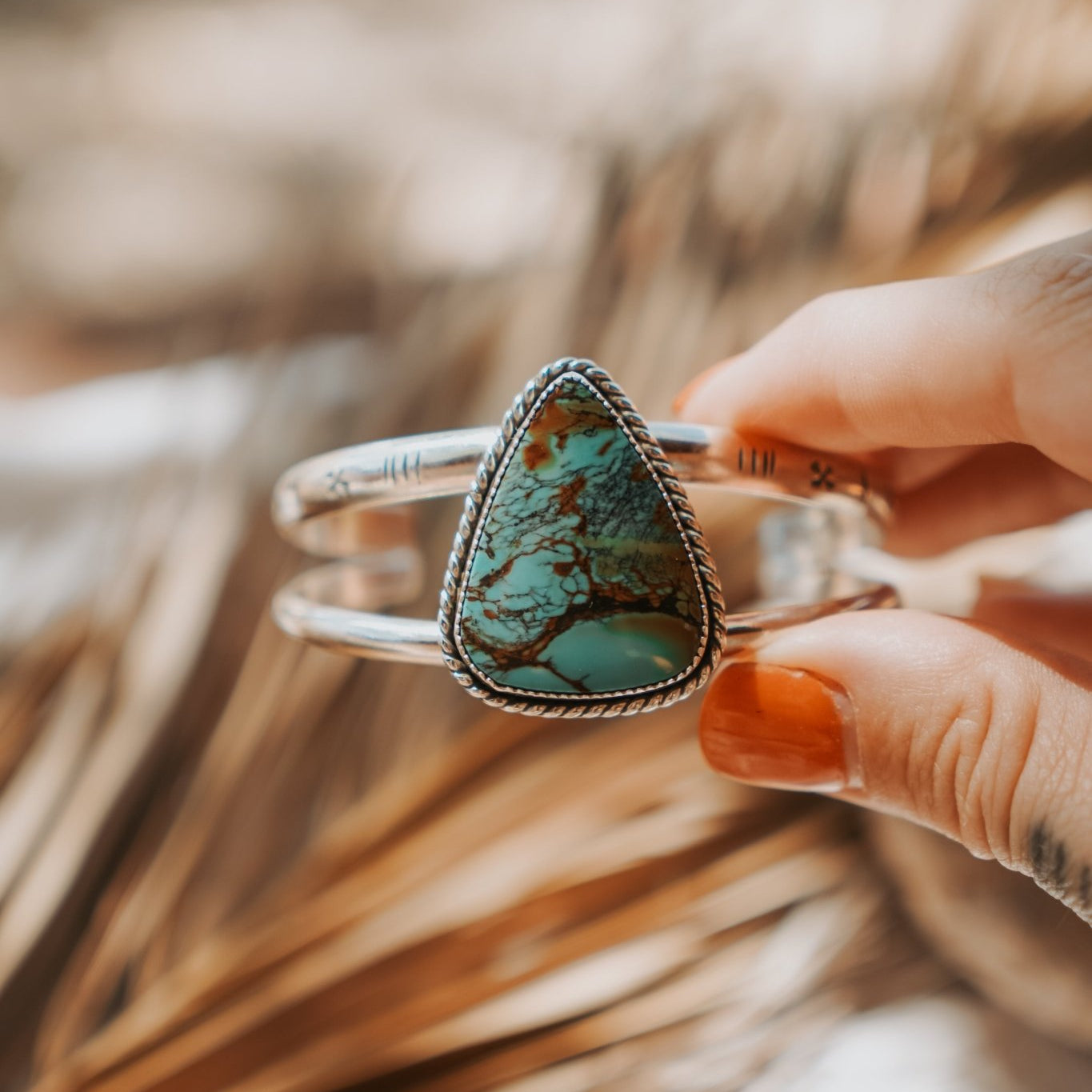 Statement Cuff in Blackjack Turquoise - Golden Road Crafted