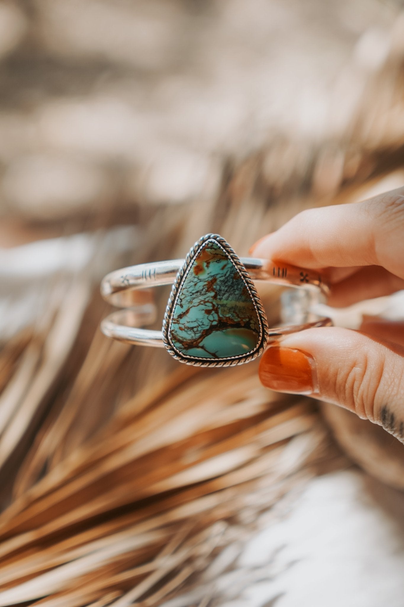 Statement Cuff in Blackjack Turquoise - Golden Road Crafted
