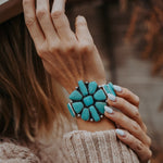 Statement Cuff in Campitos Turquoise - Golden Road Crafted