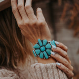 Statement Cuff in Campitos Turquoise - Golden Road Crafted