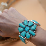 Statement Cuff in Campitos Turquoise - Golden Road Crafted