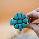 Statement Cuff in Campitos Turquoise - Golden Road Crafted