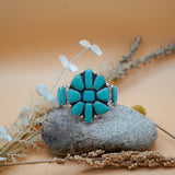 Statement Cuff in Campitos Turquoise - Golden Road Crafted