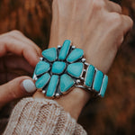 Statement Cuff in Campitos Turquoise - Golden Road Crafted