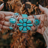 Statement Cuff in Campitos Turquoise - Golden Road Crafted