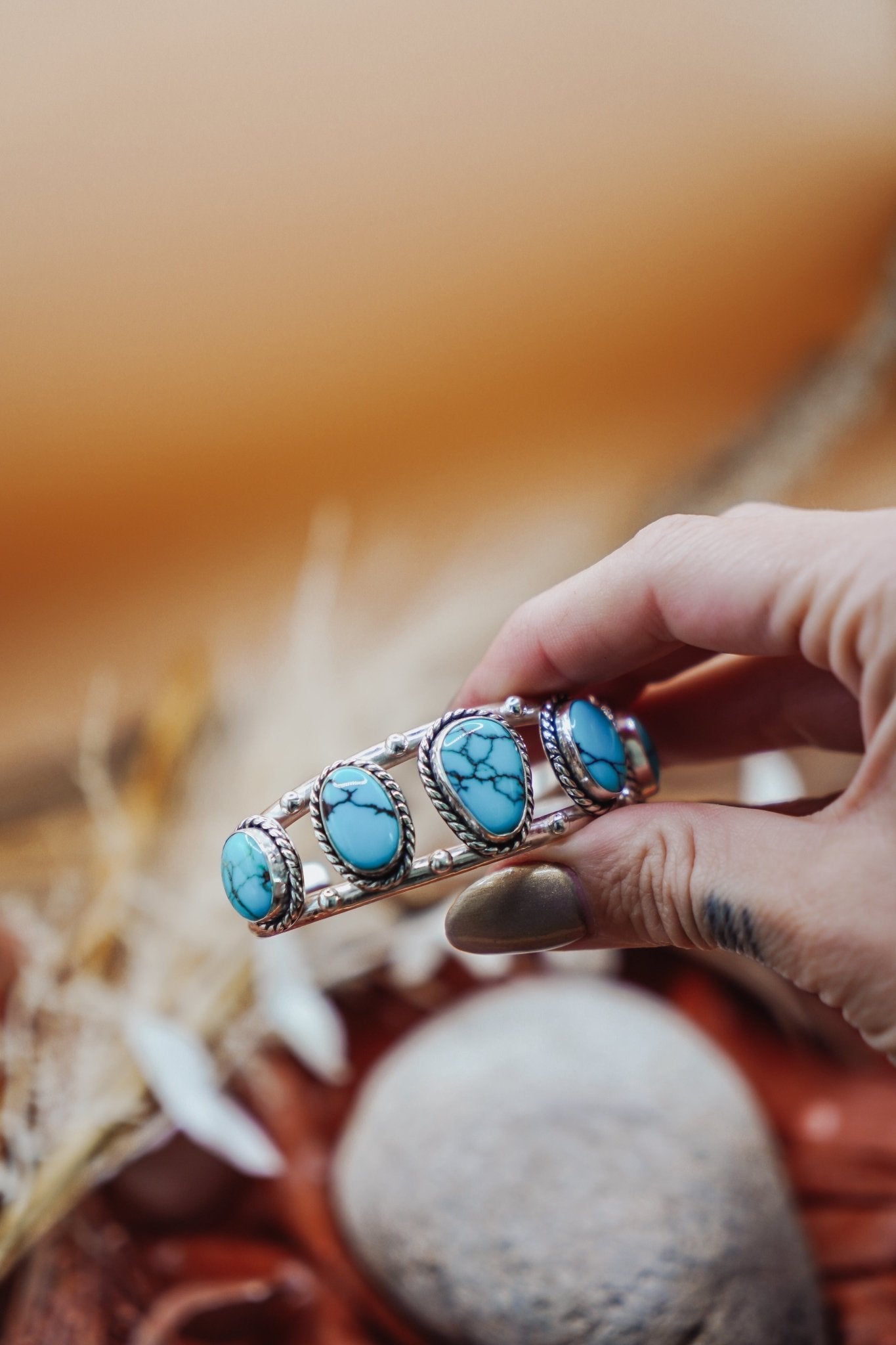 Statement Cuff in Egyptian Turquoise - Golden Road Crafted