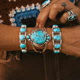 Statement Cuff in Egyptian Turquoise - Golden Road Crafted
