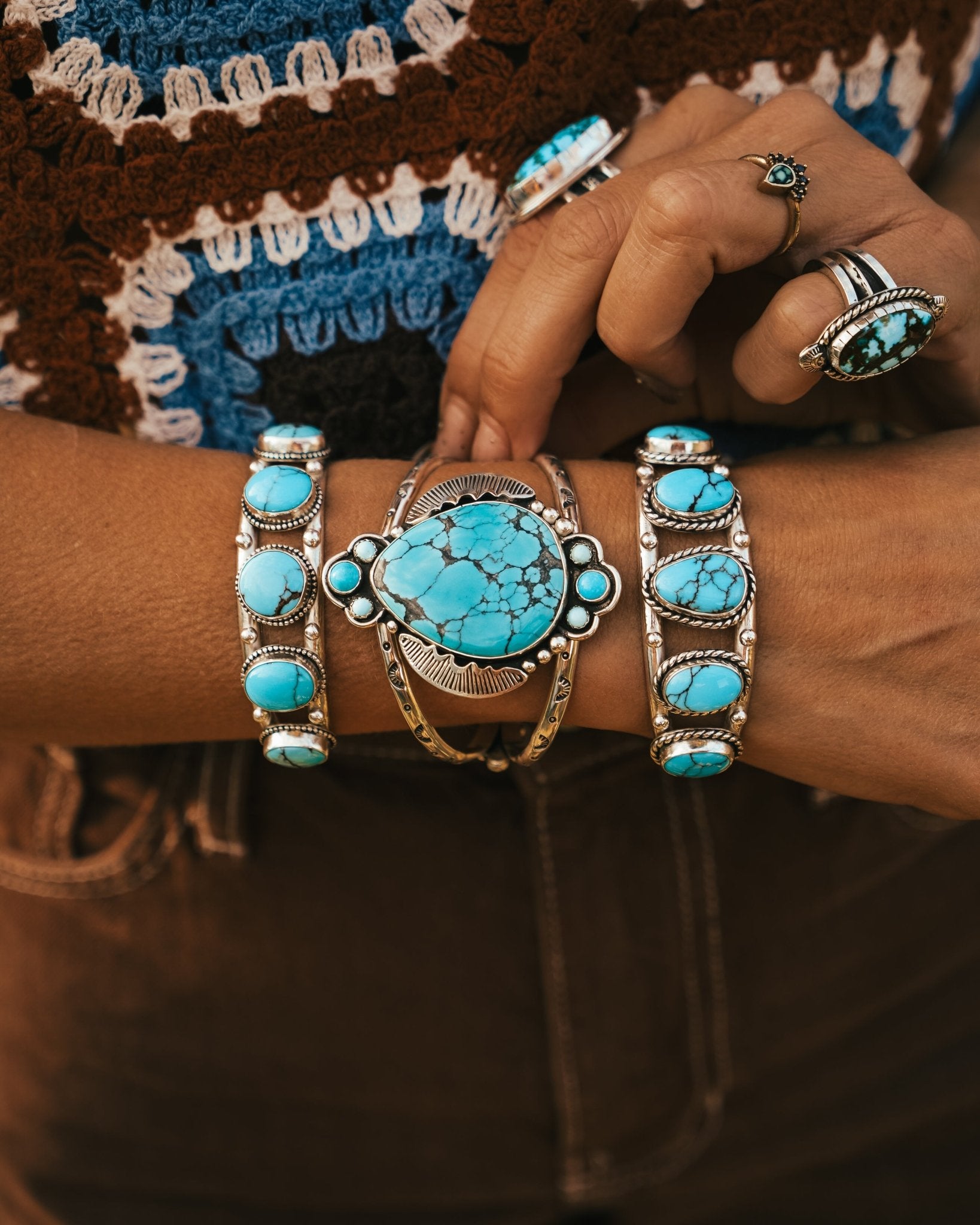 Statement Cuff in Egyptian Turquoise - Golden Road Crafted