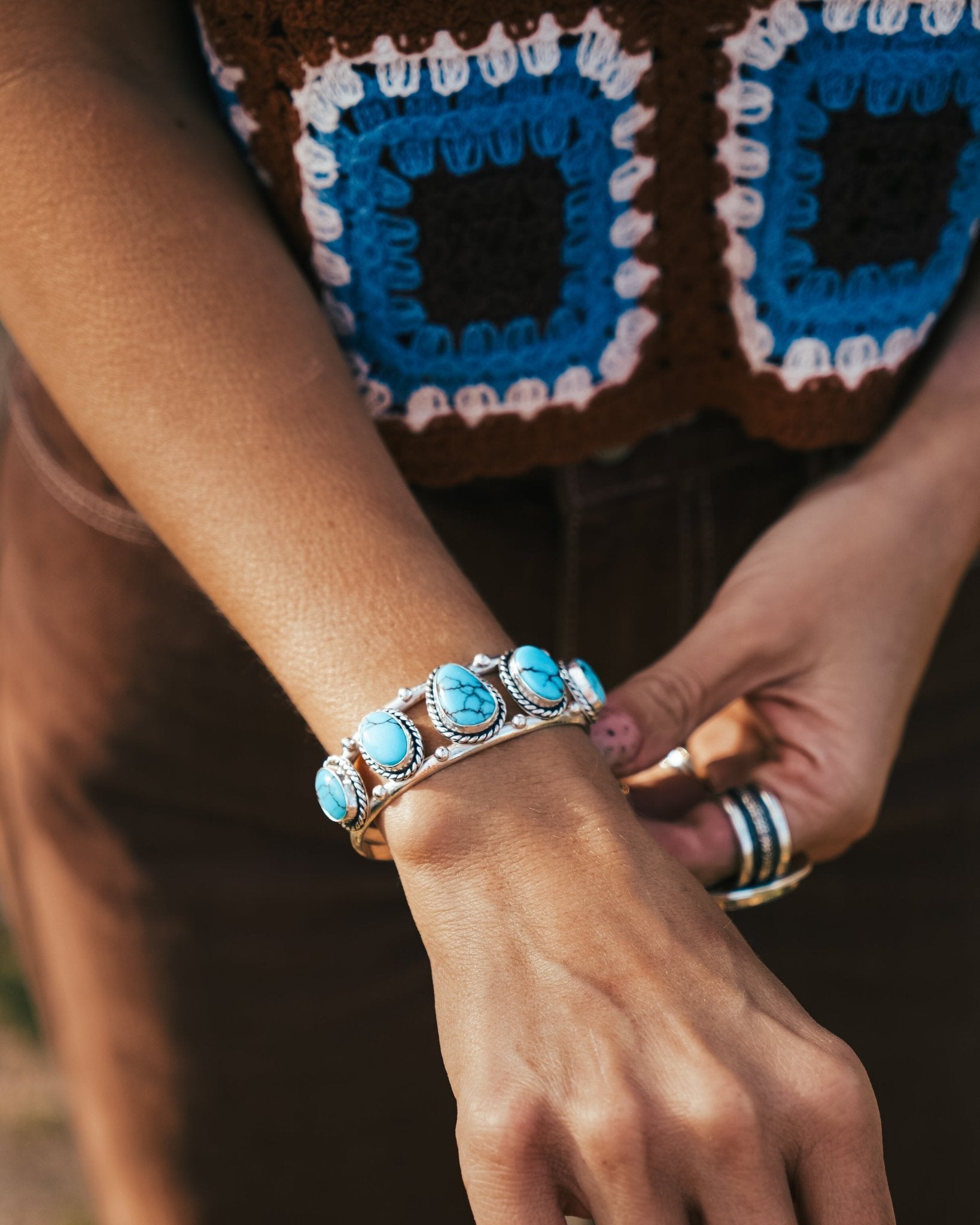 Statement Cuff in Egyptian Turquoise - Golden Road Crafted