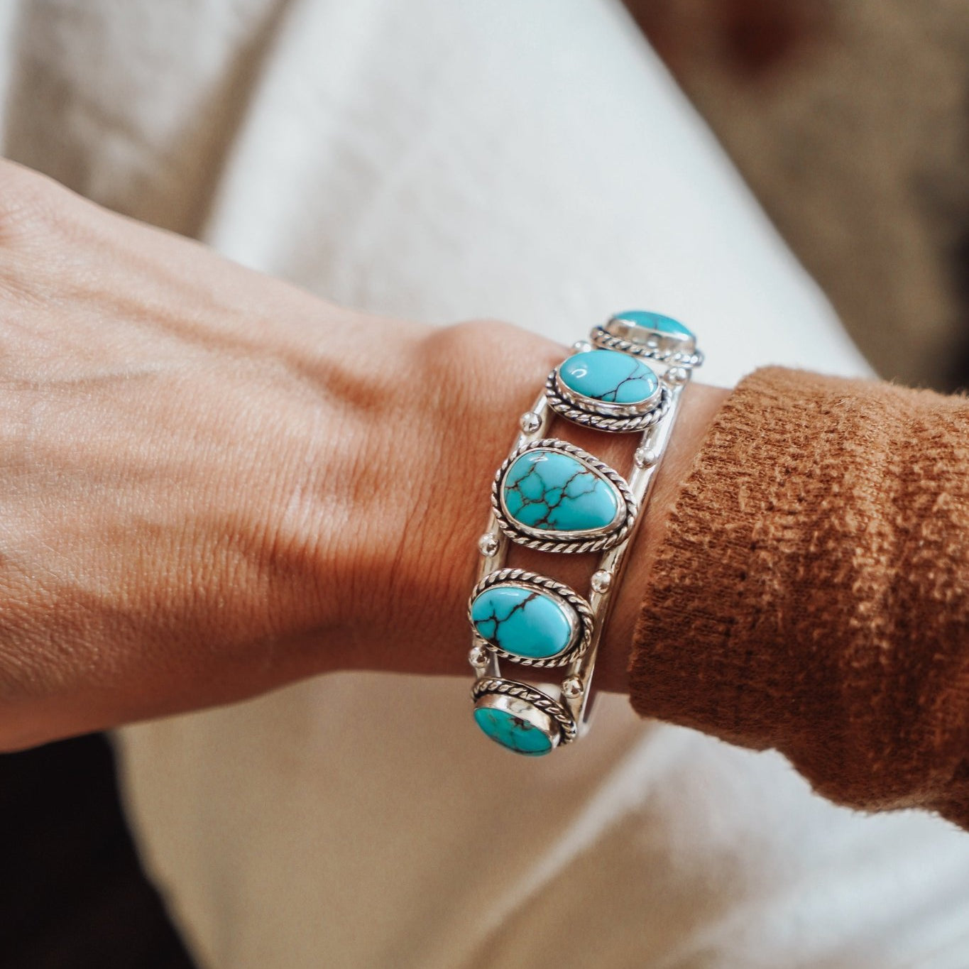 Statement Cuff in Egyptian Turquoise - Golden Road Crafted