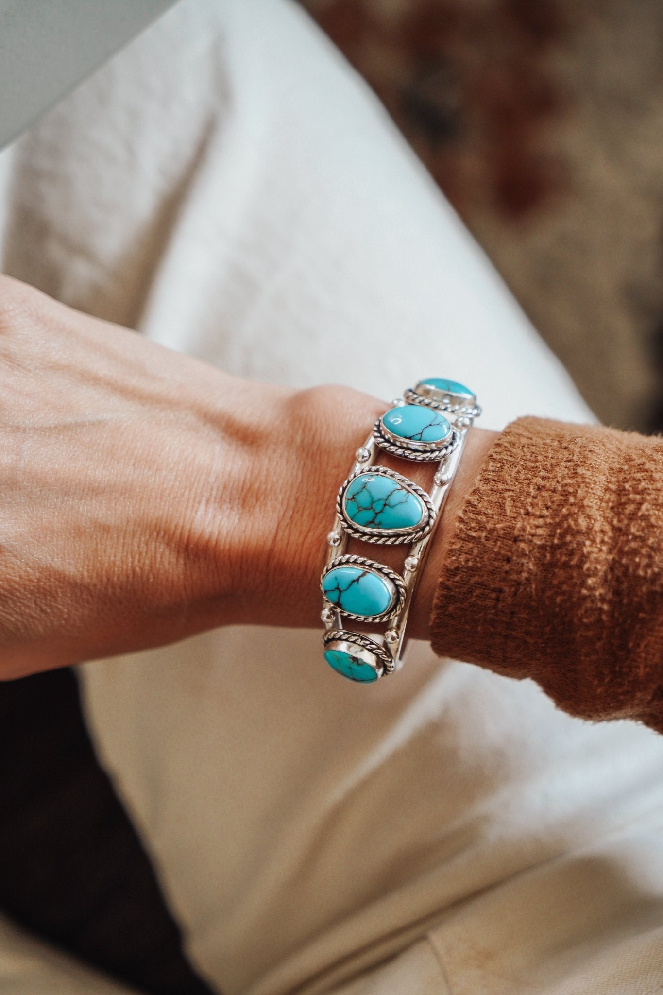Statement Cuff in Egyptian Turquoise - Golden Road Crafted