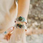 Statement Cuff in Giraffe Turquoise - Golden Road Crafted