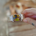 Statement Cuff in Giraffe Turquoise - Golden Road Crafted