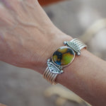 Statement Cuff in Giraffe Turquoise - Golden Road Crafted