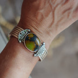Statement Cuff in Giraffe Turquoise - Golden Road Crafted
