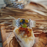Statement Cuff in Giraffe Turquoise - Golden Road Crafted