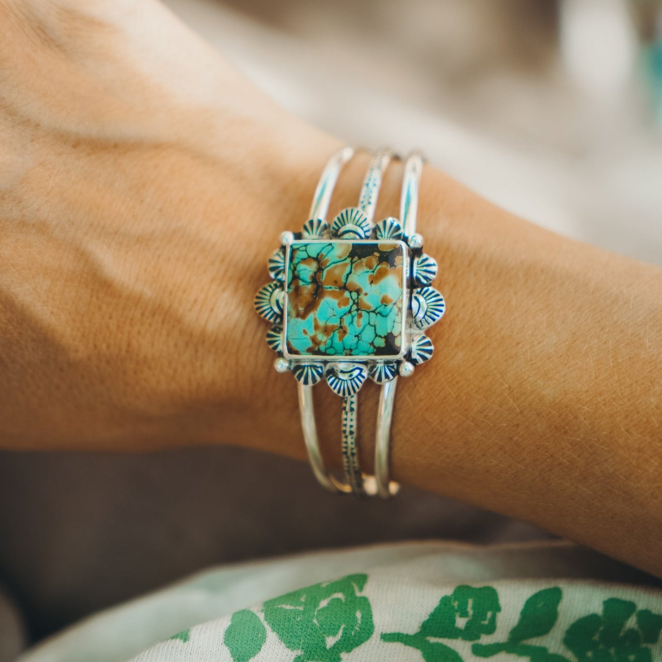 Statement Cuff In Hubei Turquoise - Golden Road Crafted