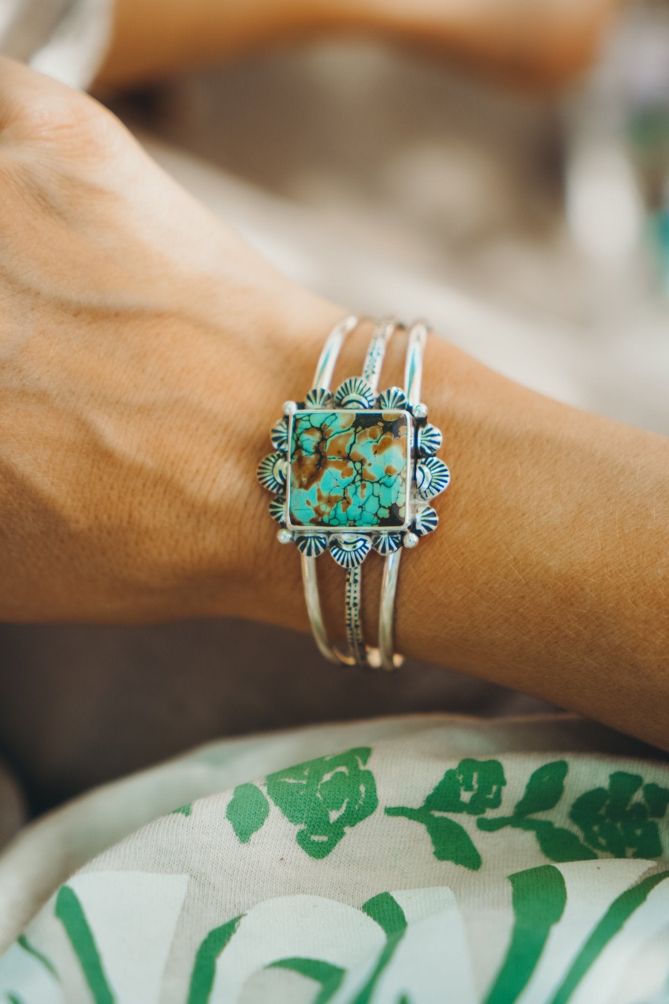 Statement Cuff In Hubei Turquoise - Golden Road Crafted