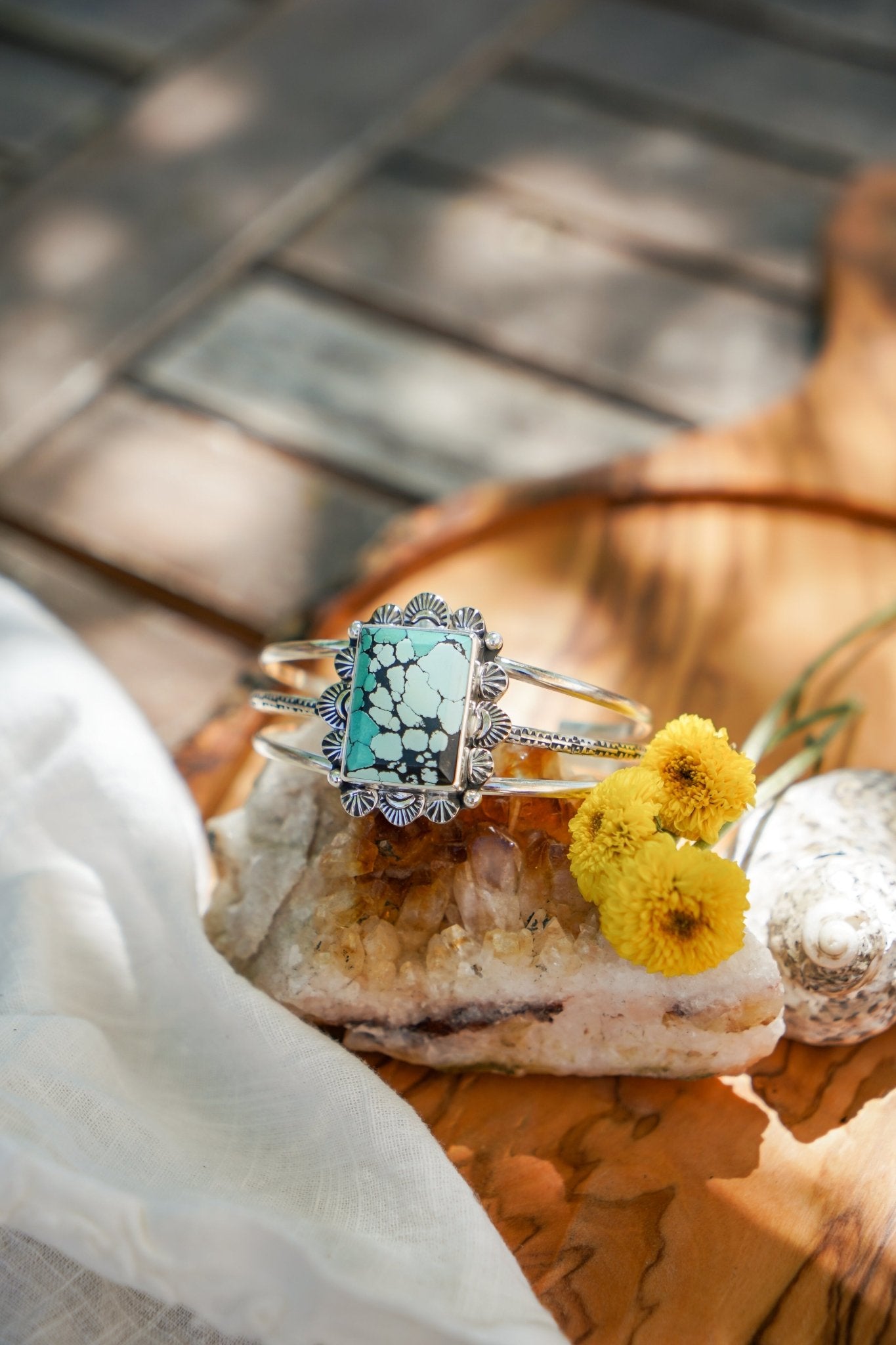 Statement Cuff In Hubei Turquoise - Golden Road Crafted