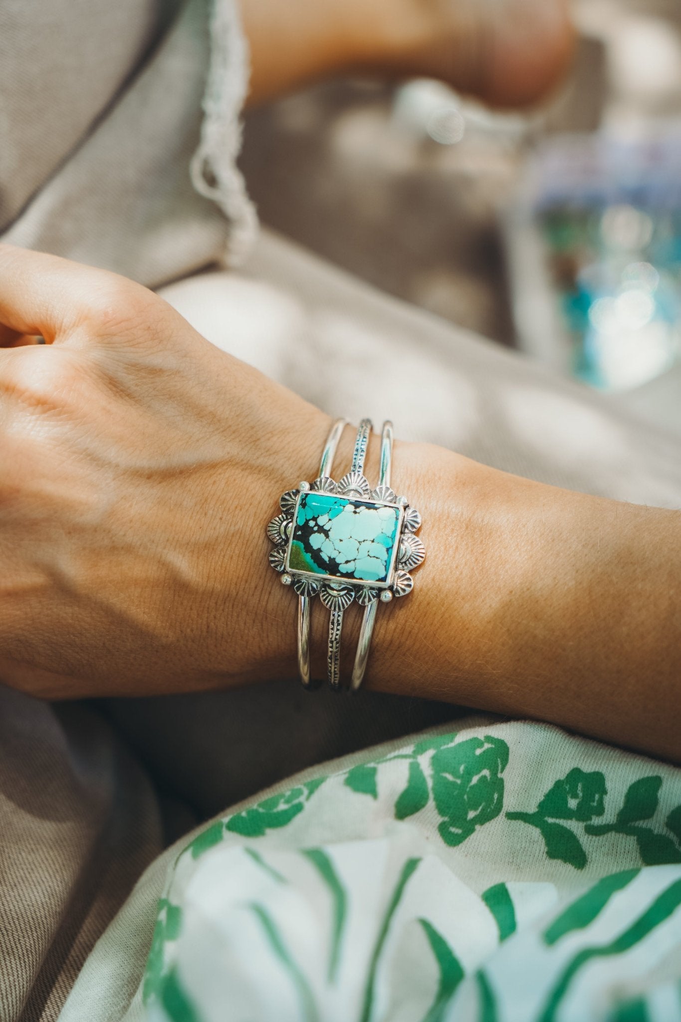 Statement Cuff In Hubei Turquoise - Golden Road Crafted