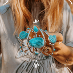 Statement Cuff in Hubei Turquoise - Golden Road Crafted