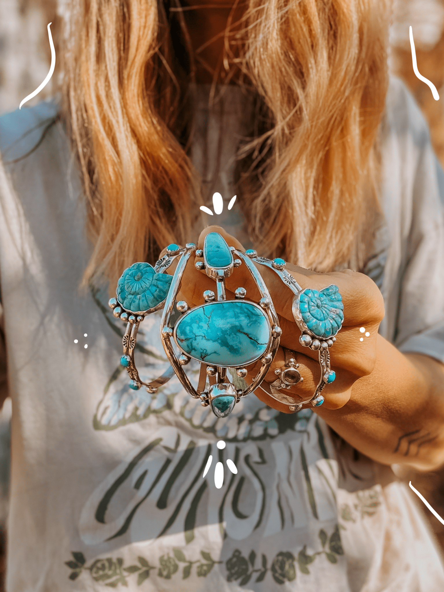 Statement Cuff in Hubei Turquoise - Golden Road Crafted