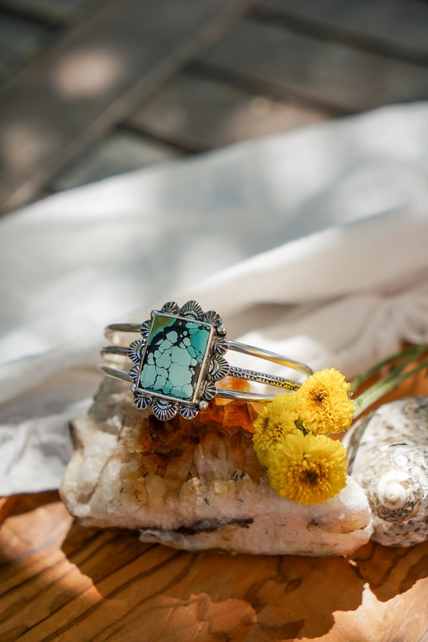 Statement Cuff In Hubei Turquoise - Golden Road Crafted