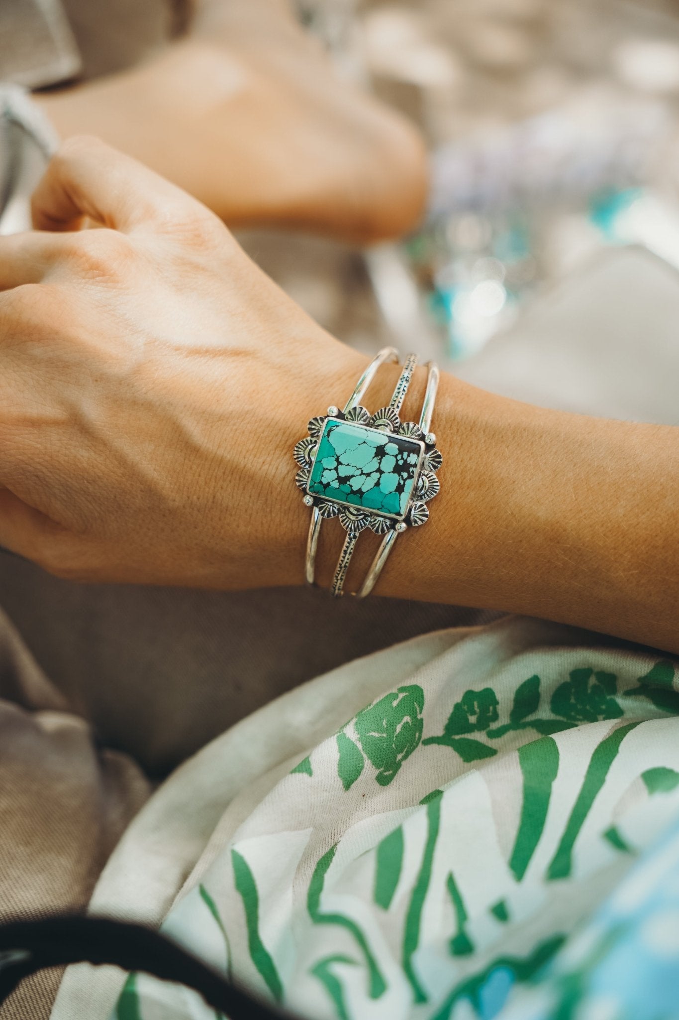 Statement Cuff In Hubei Turquoise - Golden Road Crafted