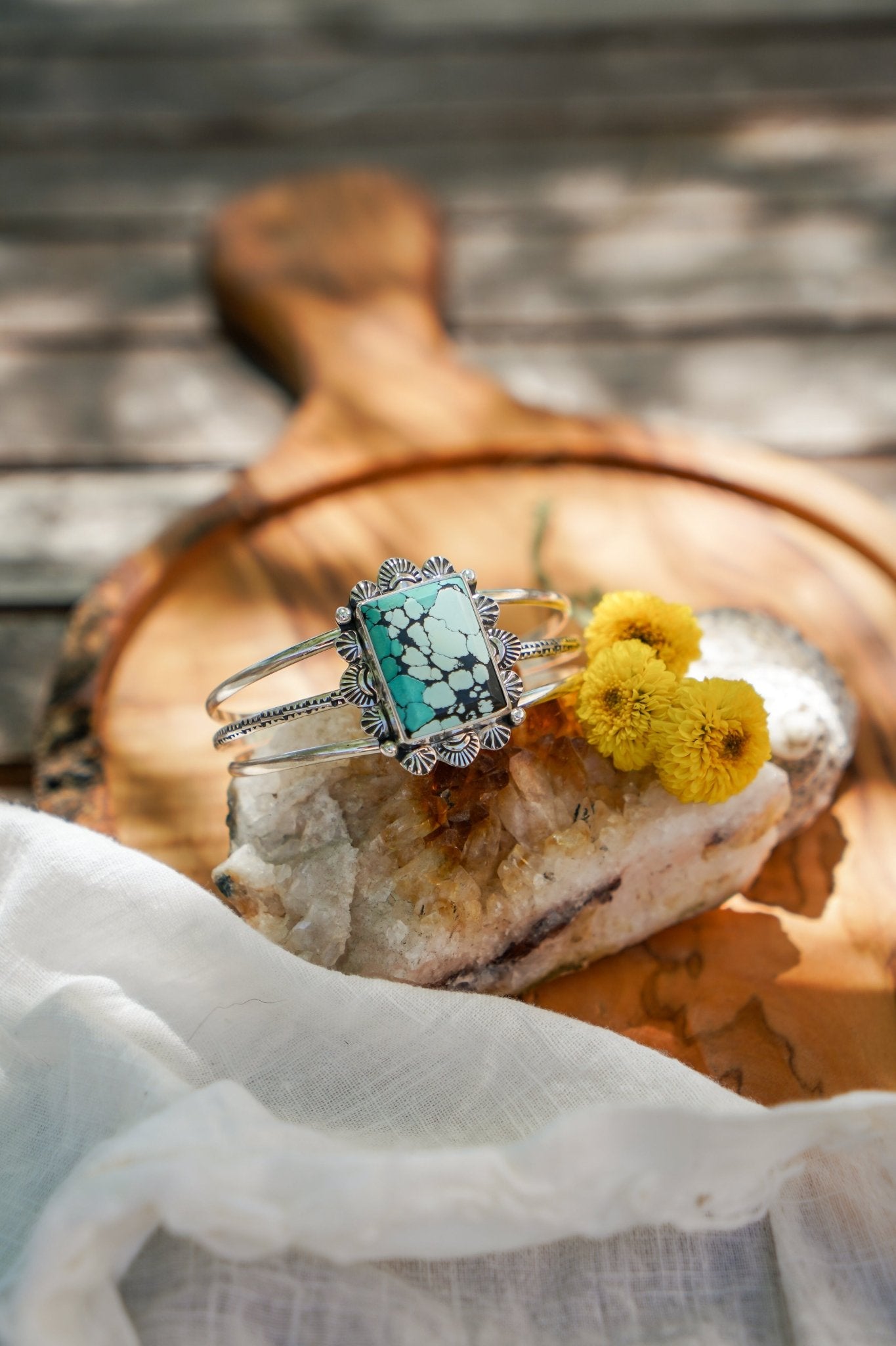 Statement Cuff In Hubei Turquoise - Golden Road Crafted