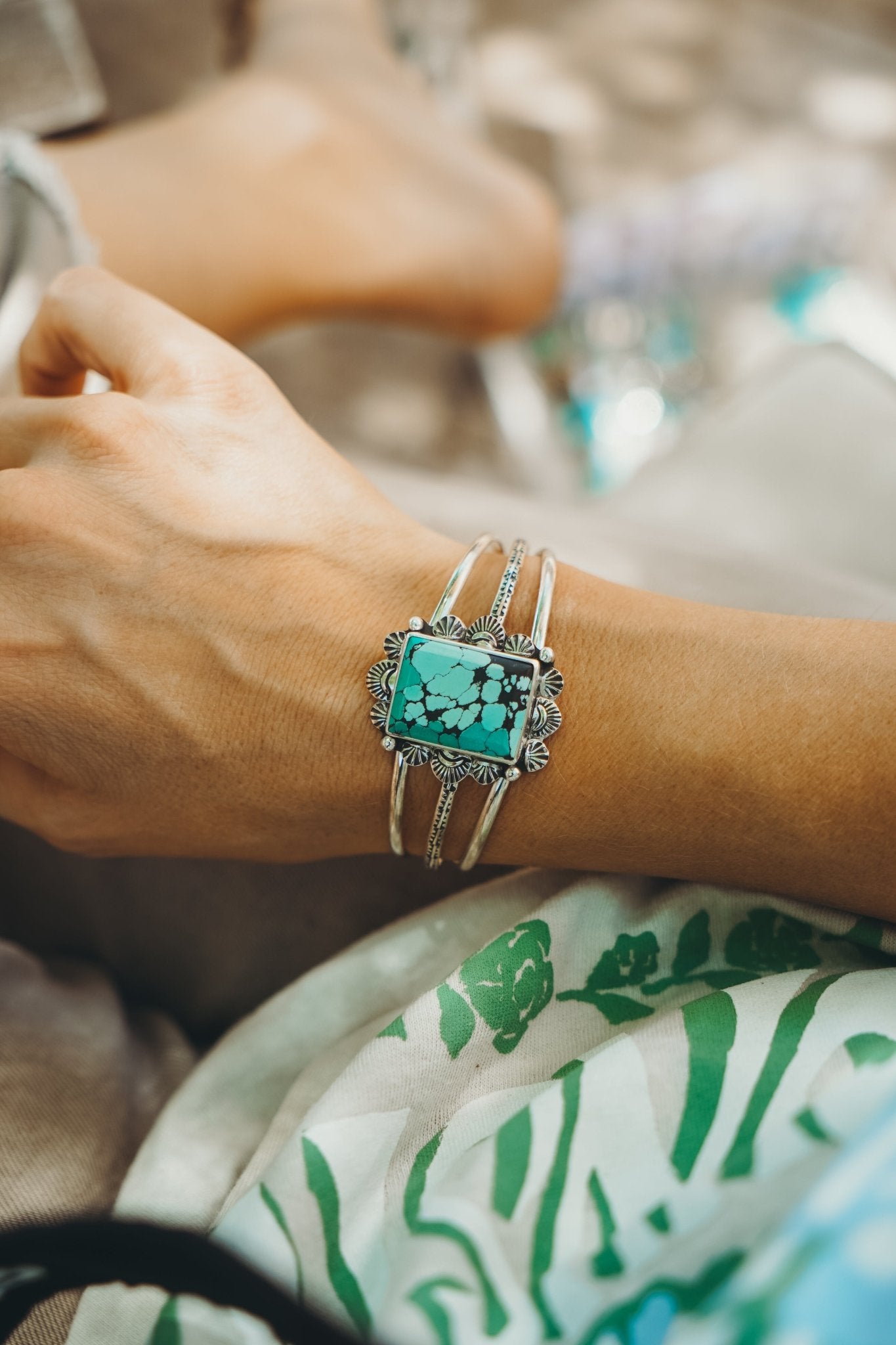 Statement Cuff In Hubei Turquoise - Golden Road Crafted
