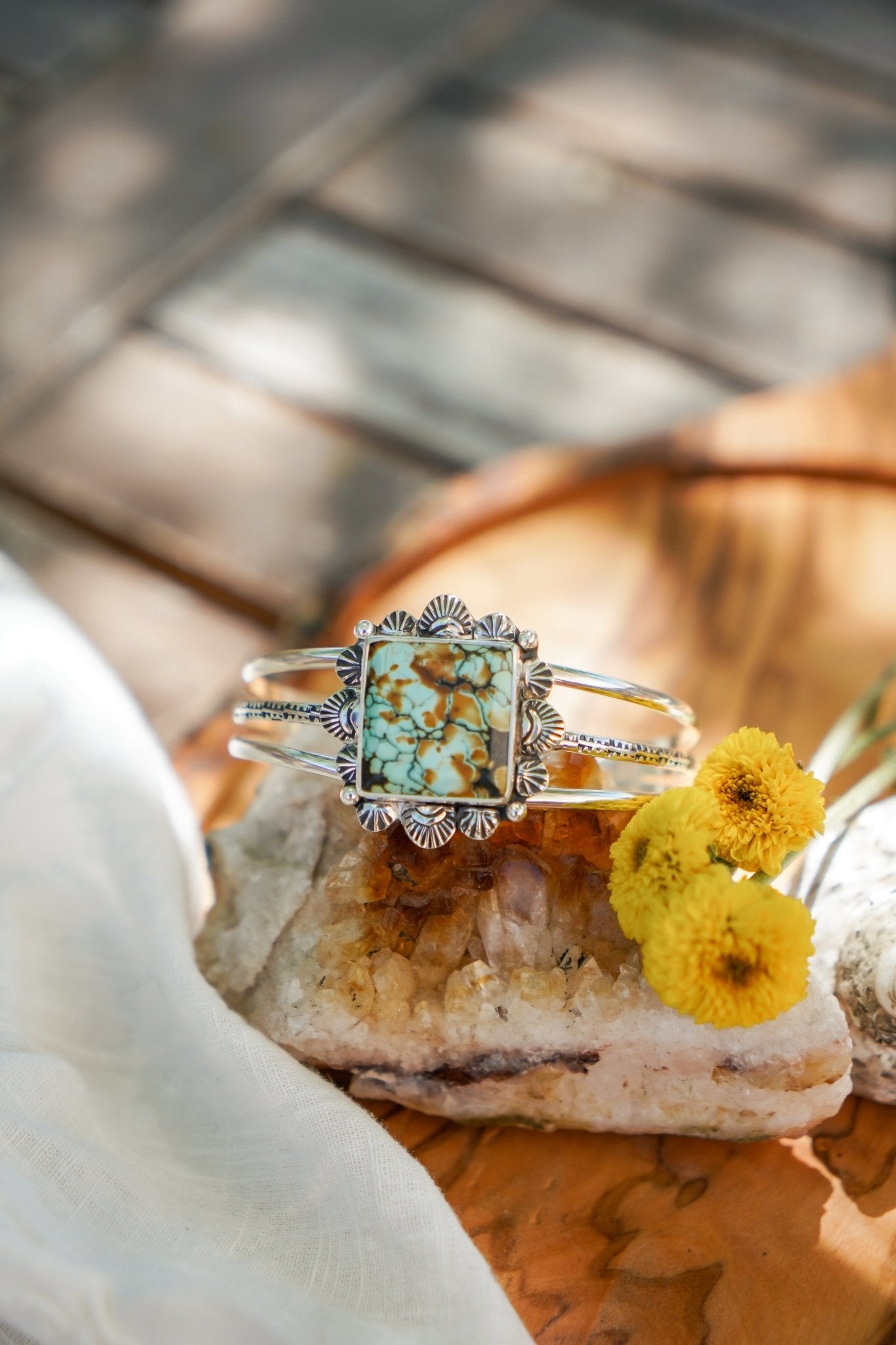 Statement Cuff In Hubei Turquoise - Golden Road Crafted