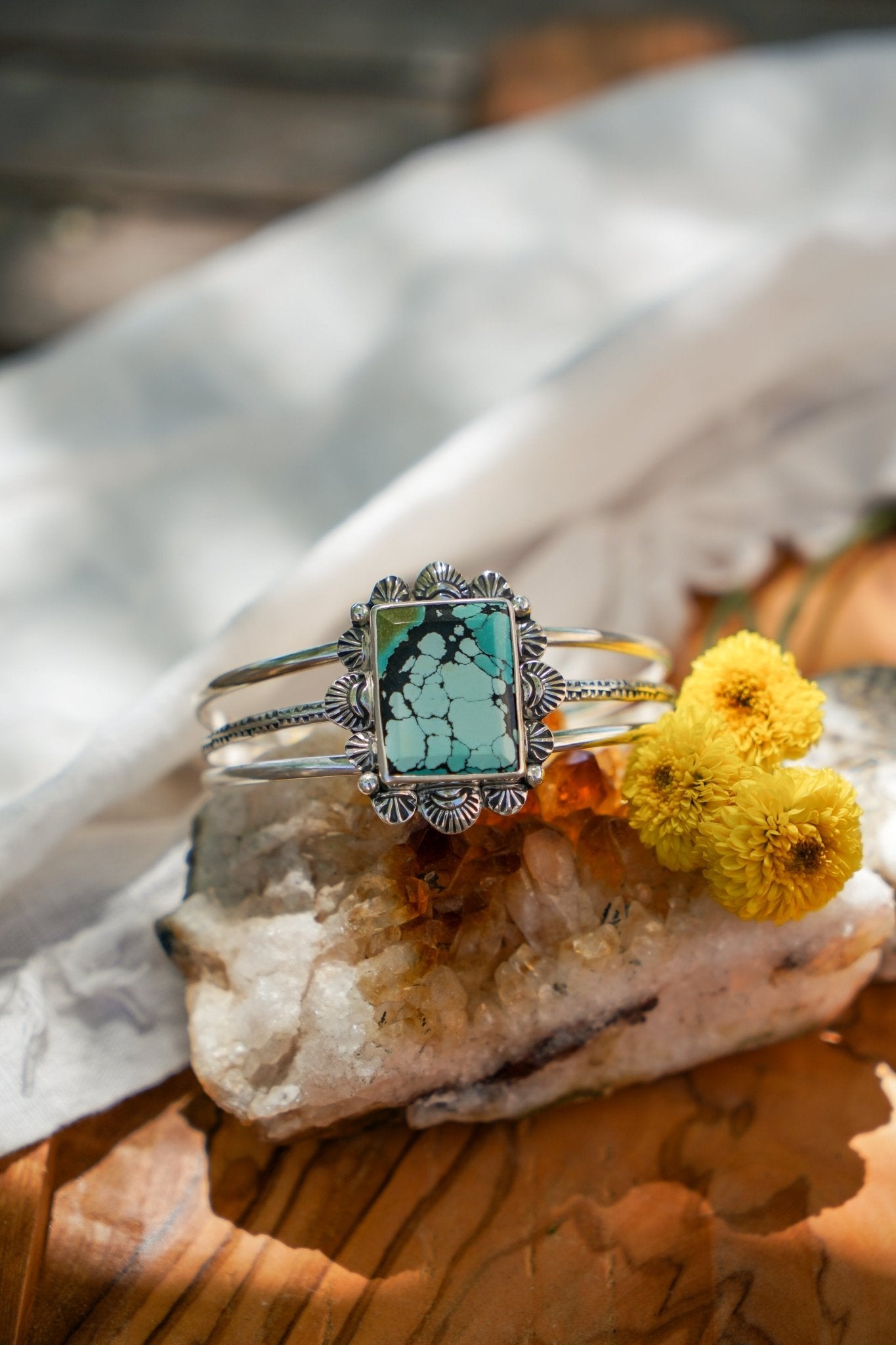 Statement Cuff In Hubei Turquoise - Golden Road Crafted