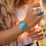 Statement Cuff in Hubei Turquoise - Golden Road Crafted