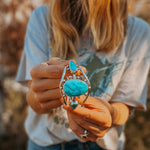 Statement Cuff in Hubei Turquoise - Golden Road Crafted
