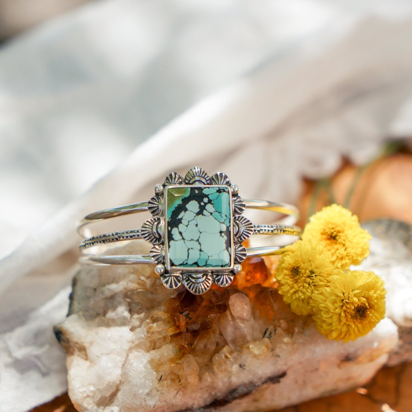 Statement Cuff In Hubei Turquoise - Golden Road Crafted