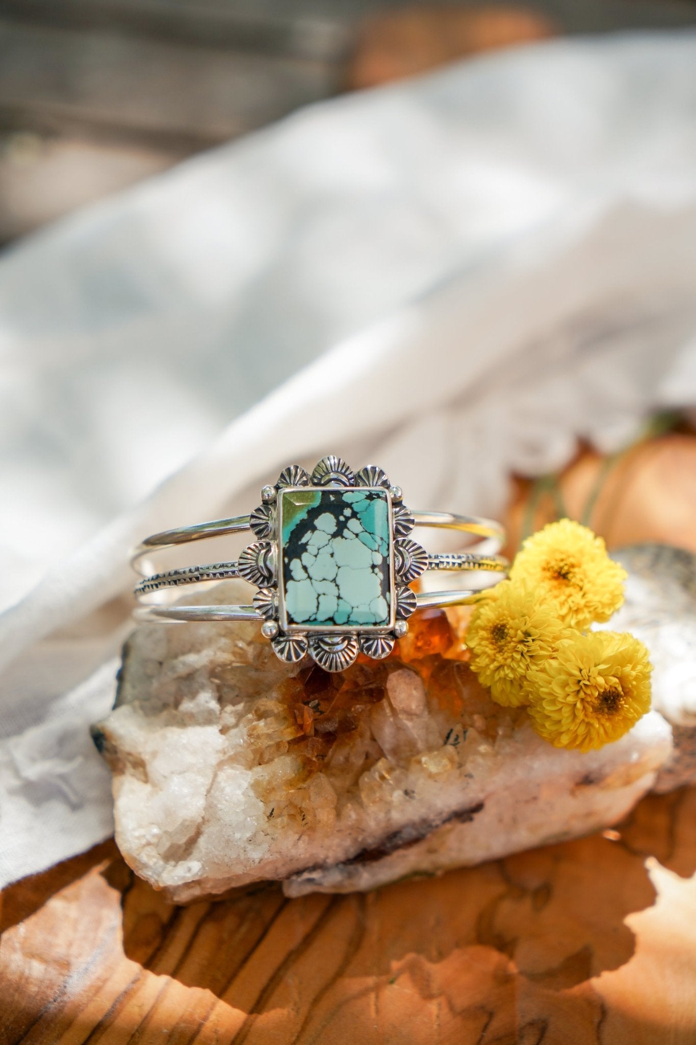 Statement Cuff In Hubei Turquoise - Golden Road Crafted