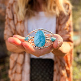 Statement Cuff in Hubei Turquoise - Golden Road Crafted