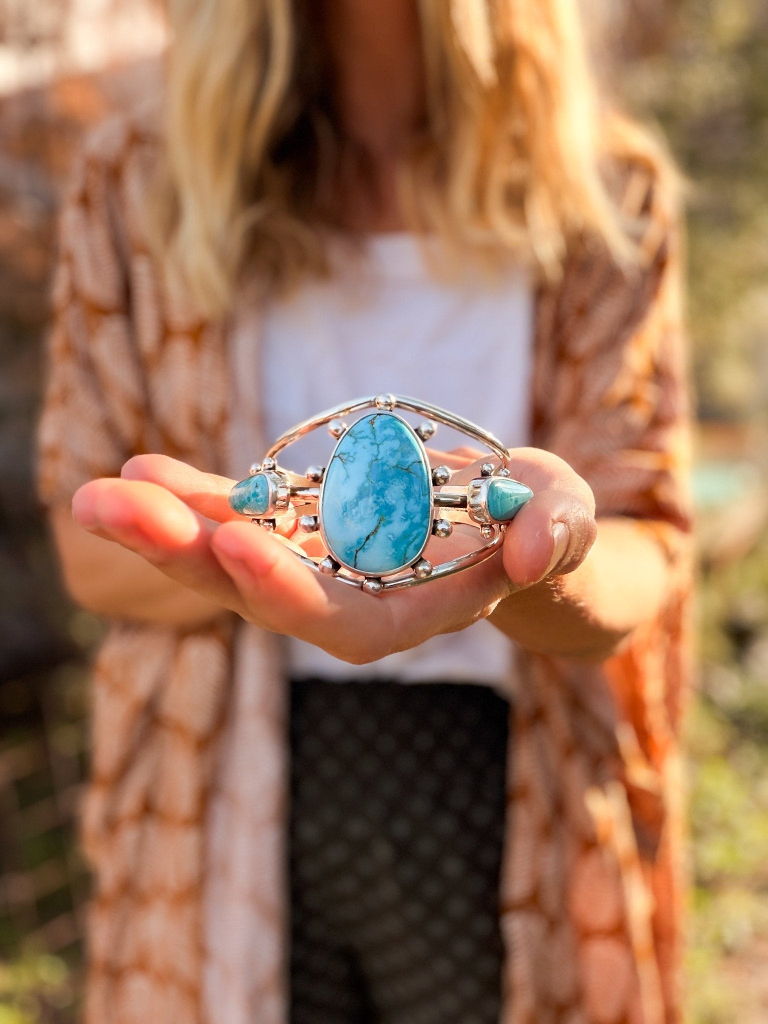 Statement Cuff in Hubei Turquoise - Golden Road Crafted