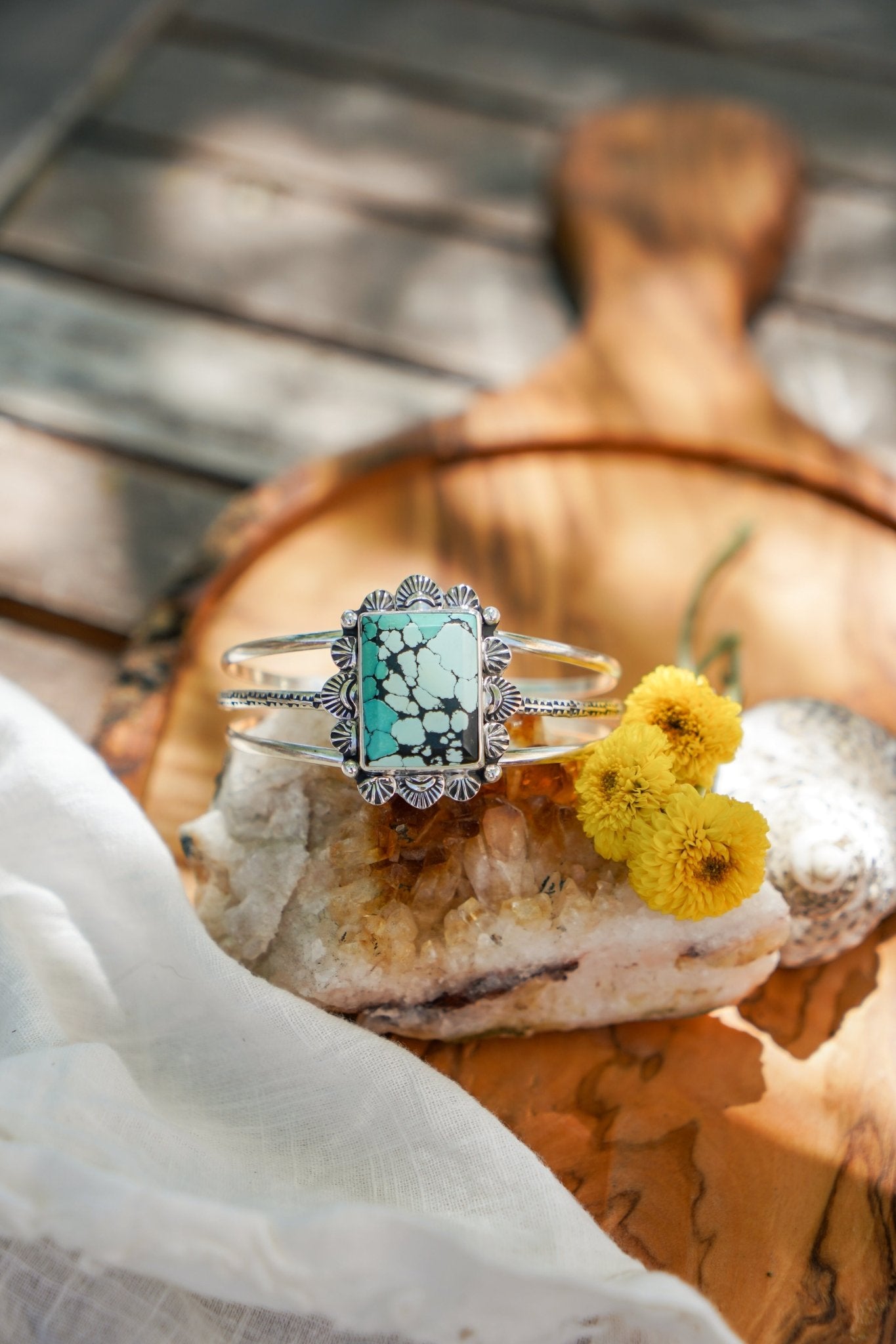 Statement Cuff In Hubei Turquoise - Golden Road Crafted