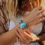 Statement Cuff in Hubei Turquoise - Golden Road Crafted