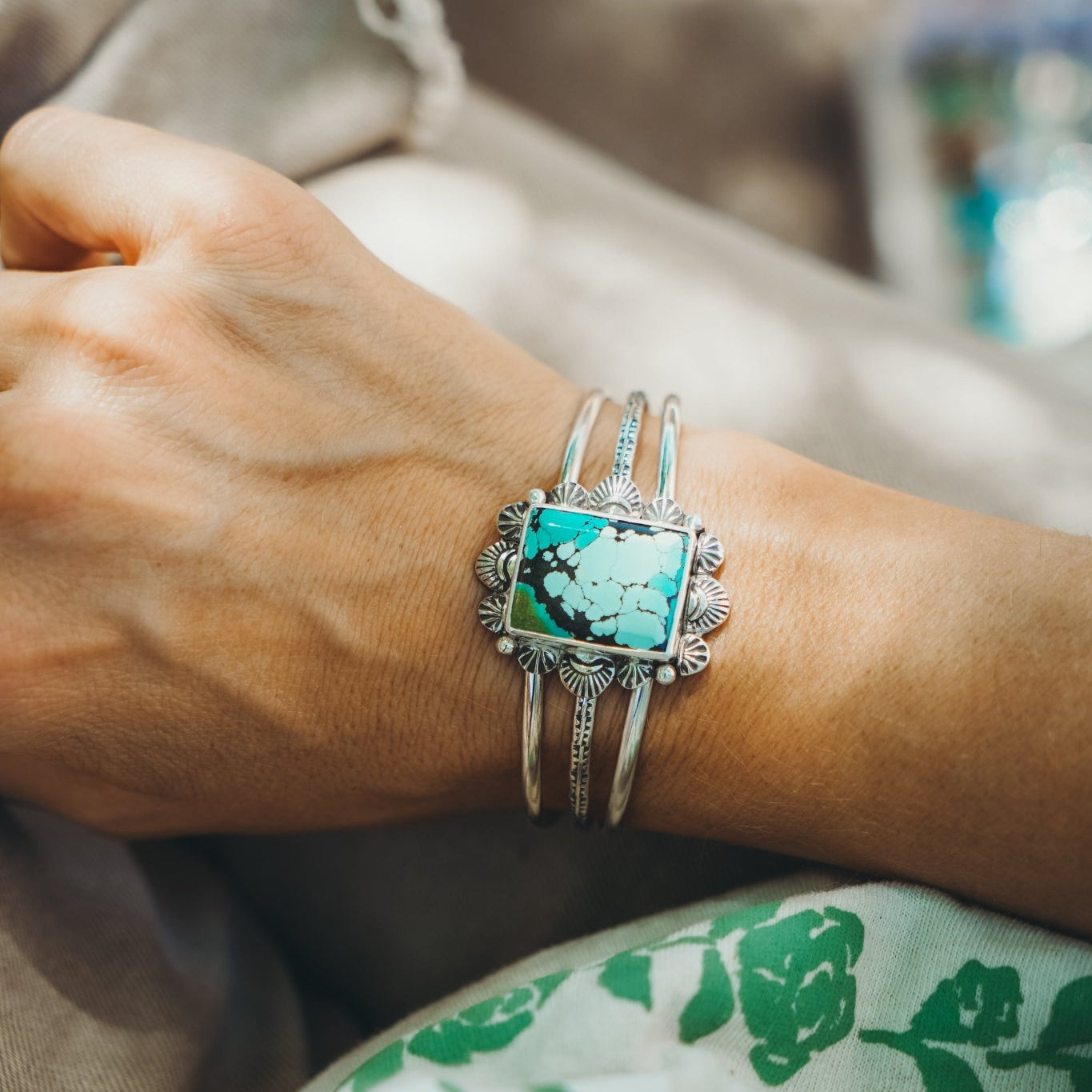 Statement Cuff In Hubei Turquoise - Golden Road Crafted