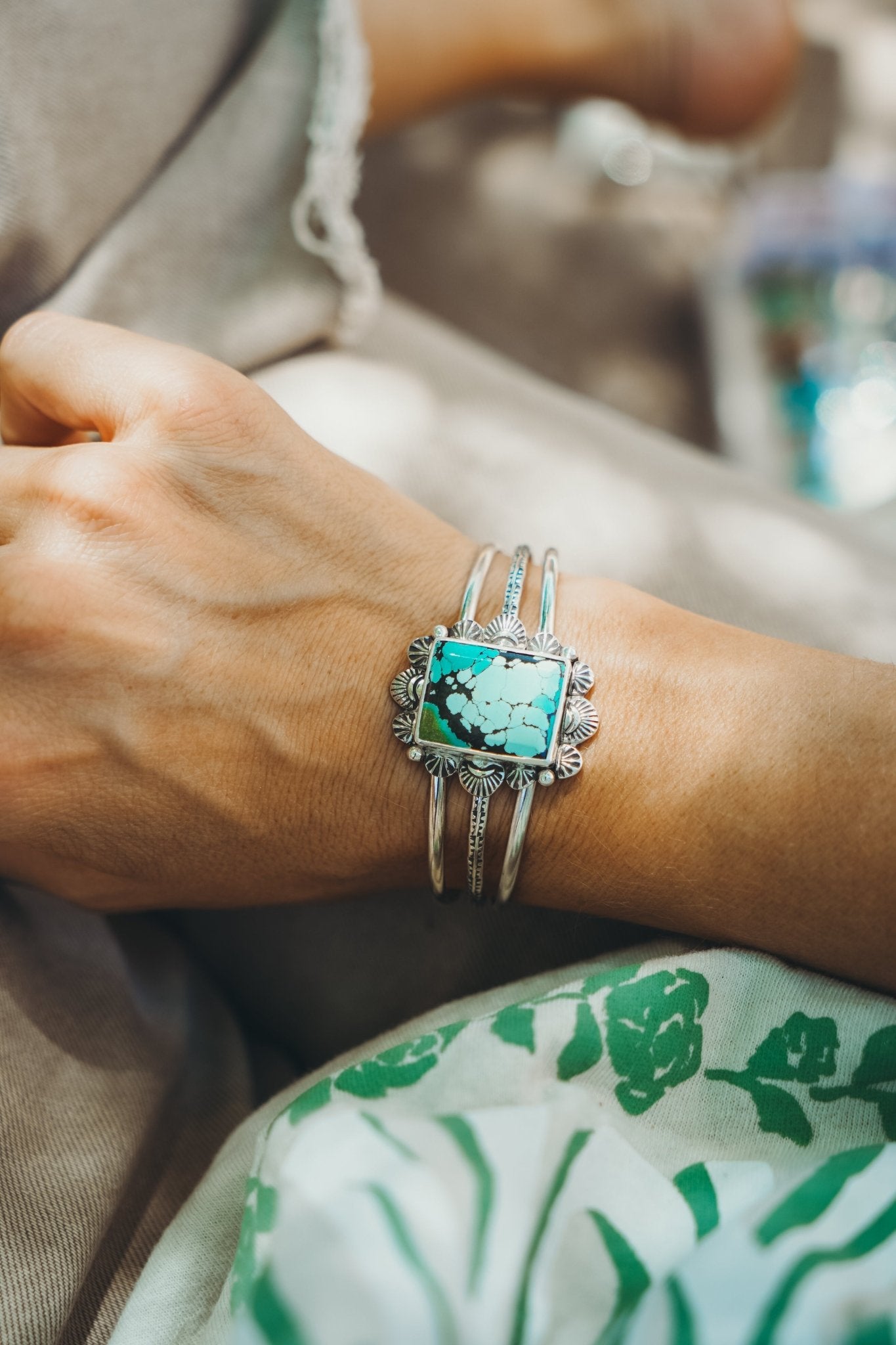 Statement Cuff In Hubei Turquoise - Golden Road Crafted