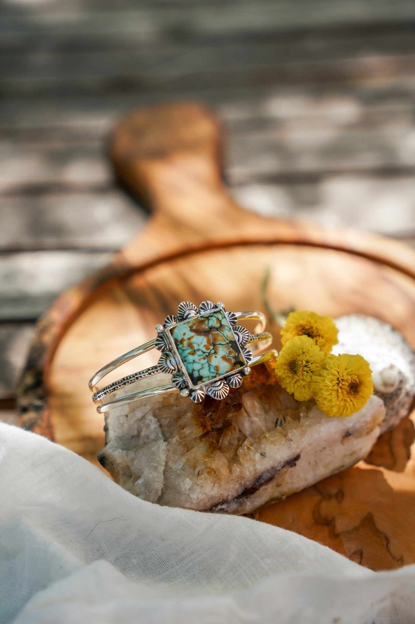 Statement Cuff In Hubei Turquoise - Golden Road Crafted
